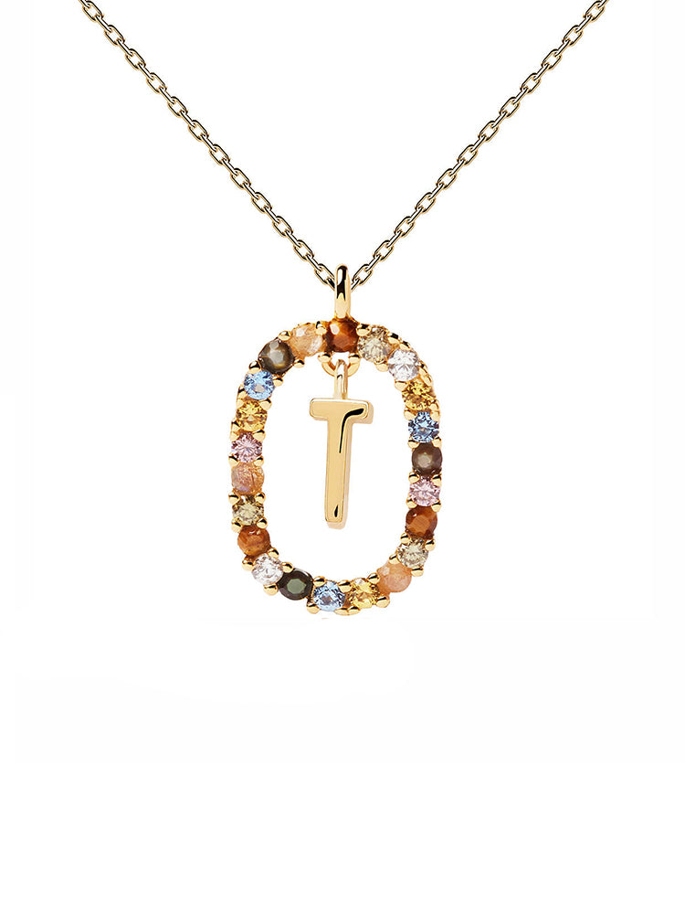 COLLANA DONNA LETTERA T IN ARGENTO PLACCATA ORO PDPAOLA