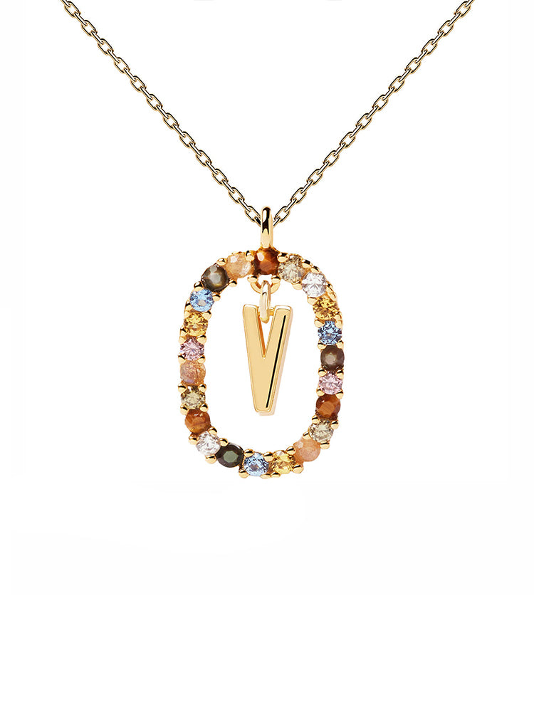 COLLANA DONNA LETTERA V IN ARGENTO PLACCATA ORO PDPAOLA