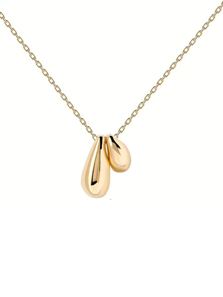 COLLANA DONNA IN ARGENTO DORATO CON DOPPIO PENDENTE A GOCCIA PDPAOLA