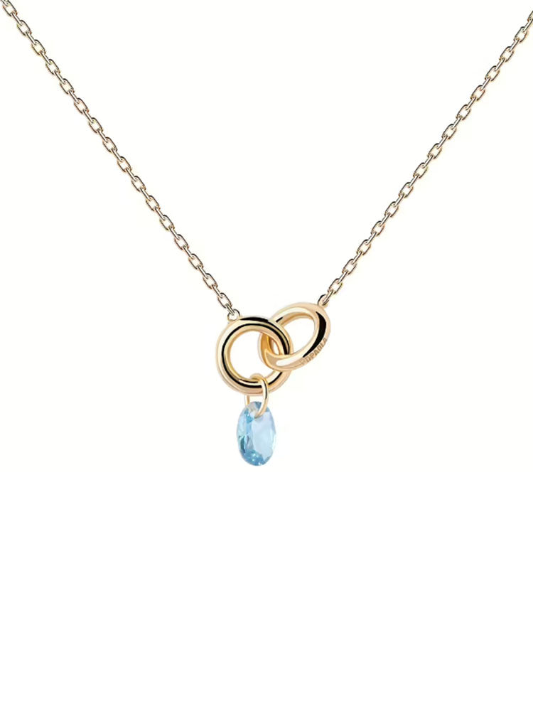 COLLANA DONNA LILY PLACCATA ORO CON ANELLI E ZIRCONE BLU PDPAOLA
