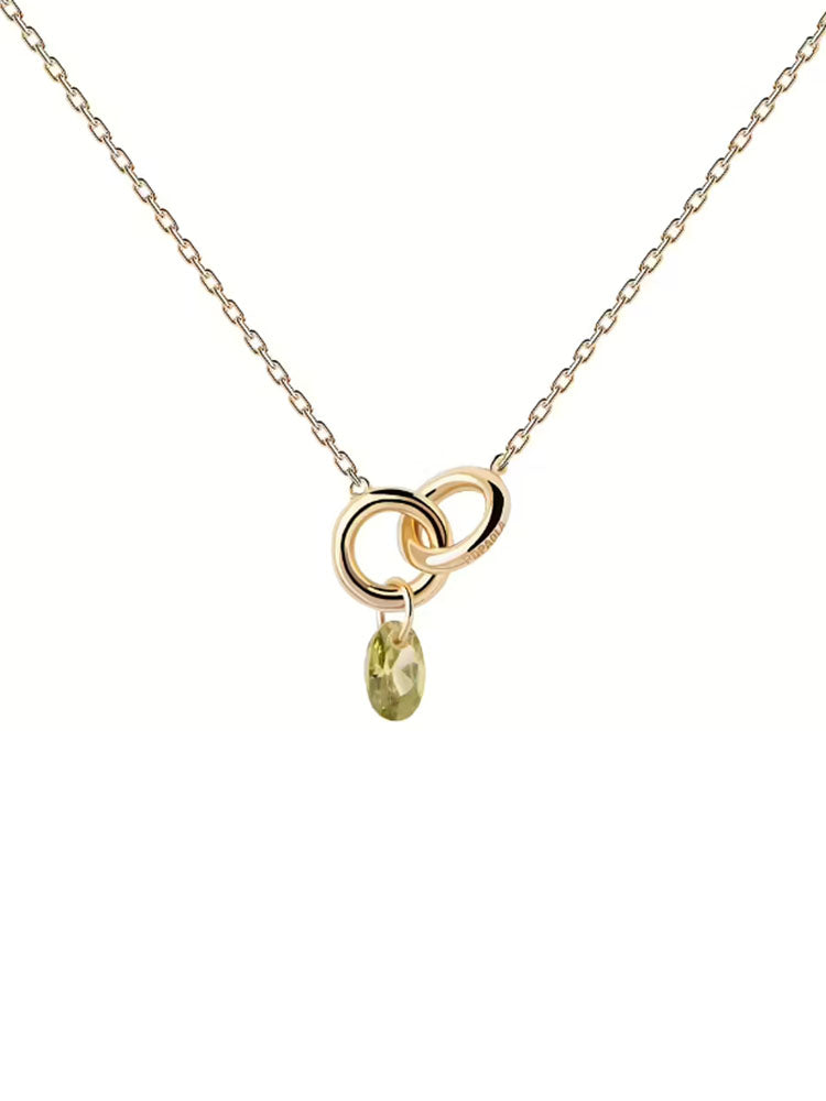 COLLANA DONNA LILY PLACCATA ORO CON ANELLI E ZIRCONE VERDE PDPAOLA