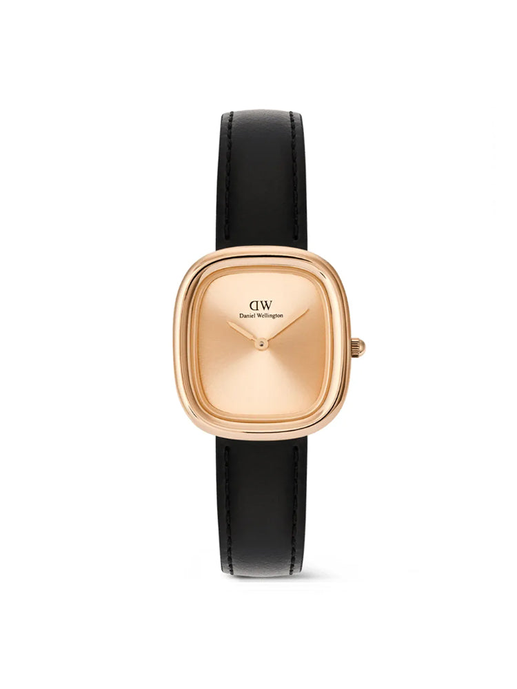 OROLOGIO DONNA MARGOT CON CASSA ROSATA E CINTURINO IN PELLE NERA DANIEL WELLINGTON