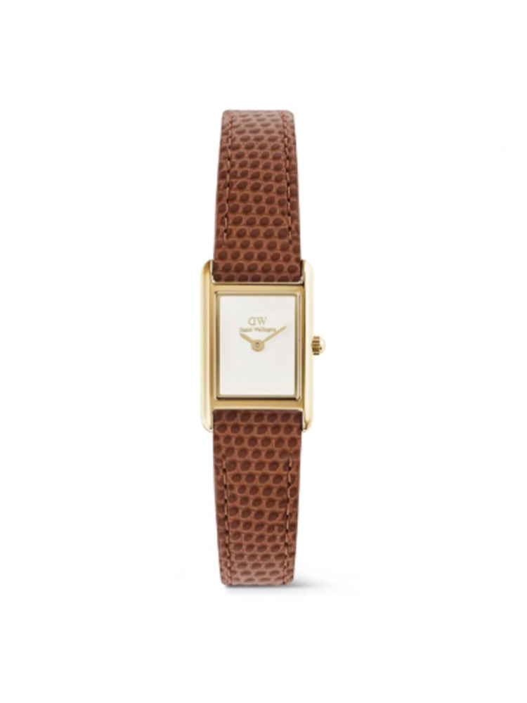 OROLOGIO DONNA BOUND RETTANGOLARE CON CINTURINO IN PELLE MARRONE DANIEL WELLINGTON