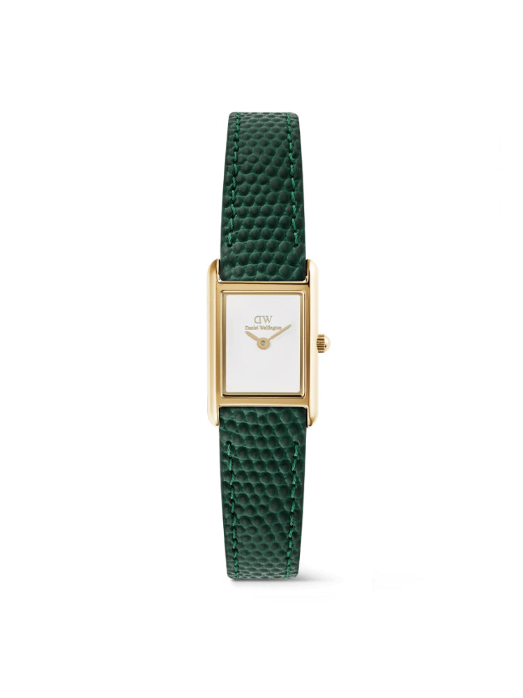 OROLOGIO DONNA BOUND MINI RETTANGOLARE CON CINTURINO IN PELLE VERDE DANIEL WELLINGTON