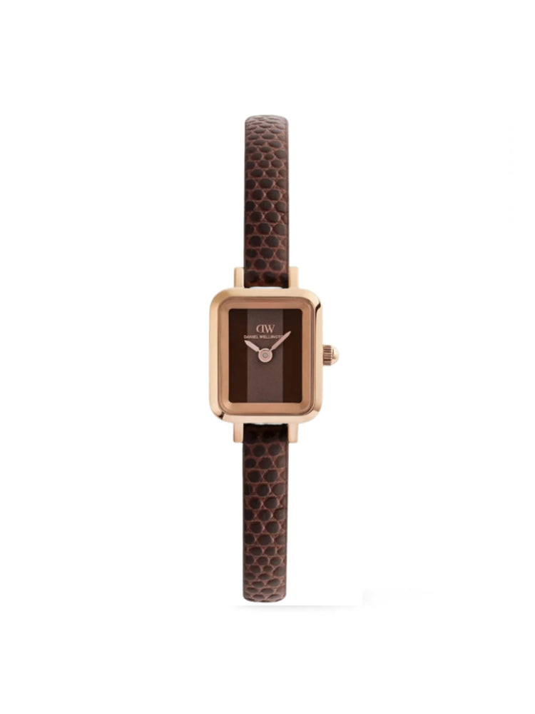 OROLOGIO DONNA QUADRO MINI CON CINTURINO IN PELLE MARRONE DANIEL WELLINGTON