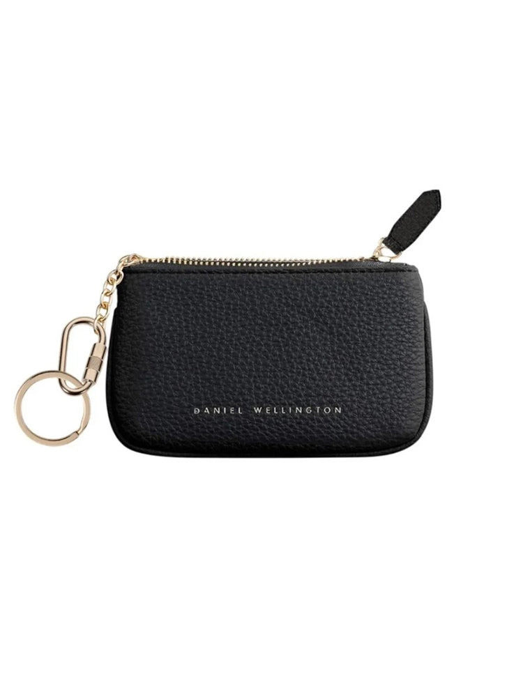 PORTACHIAVI UNISEX IN PELLE NERA BOTTALATO CON ZIP DORATA DANIEL WELLINGTON
