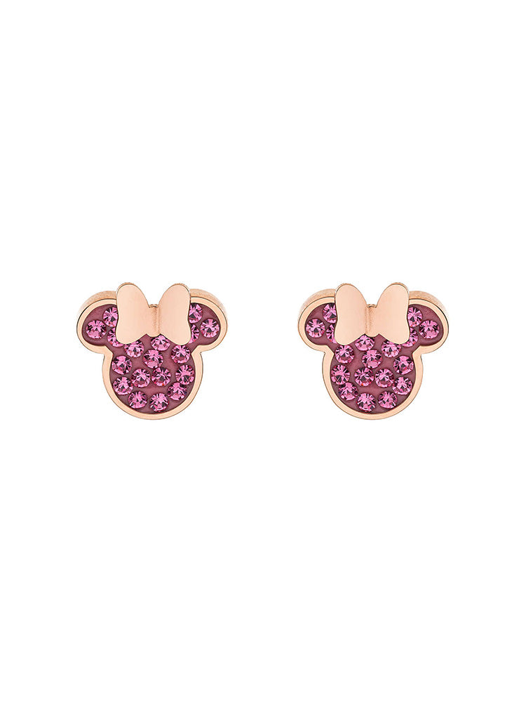 ORECCHINI BAMBINA A LOBO MINNIE MOUSE IN ACCIAIO ROSA CON ZIRCONI FUCSIA DISNEY