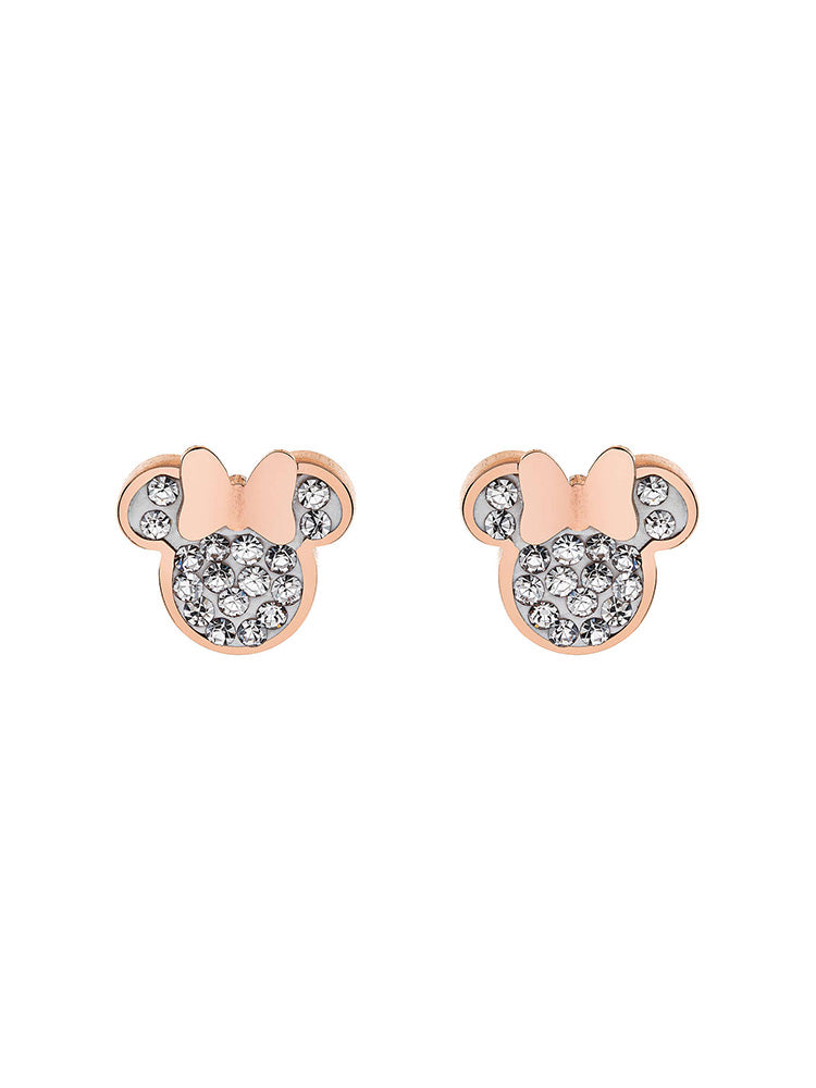 ORECCHINI BAMBINA A LOBO MINNIE MOUSE IN ACCIAIO ROSA CON ZIRCONI ARGENTO DISNEY