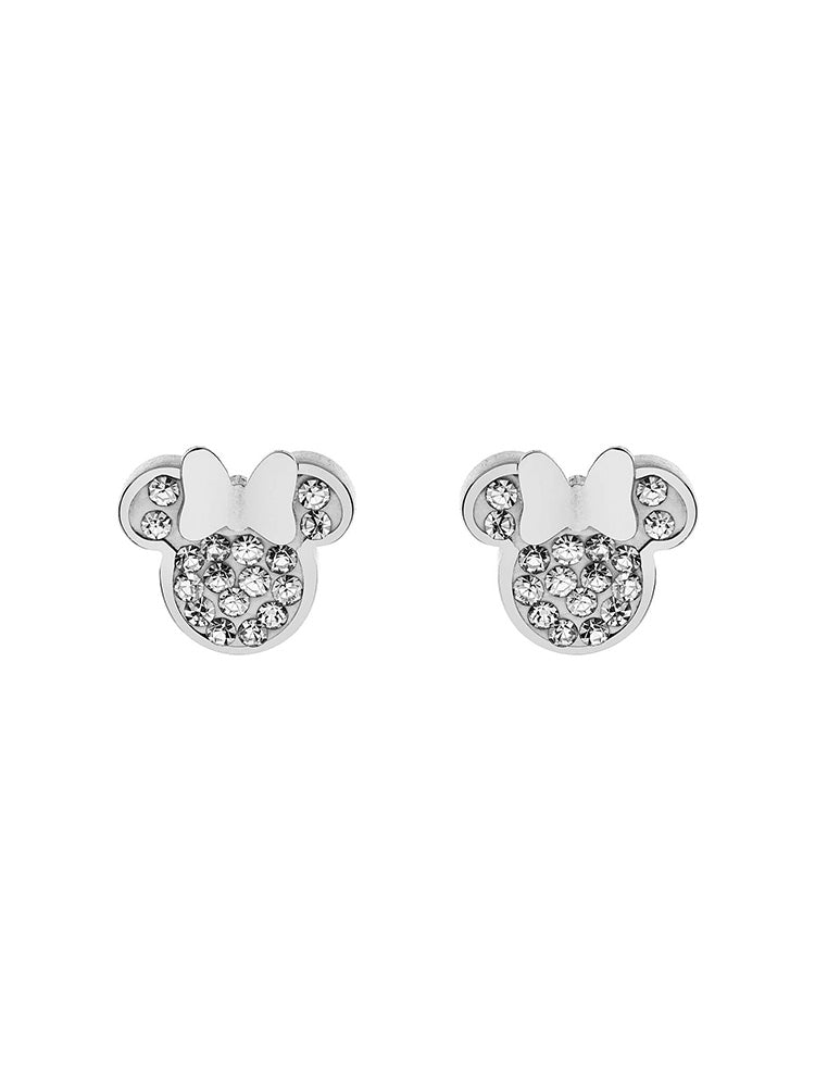 ORECCHINI BAMBINA A LOBO MINNIE MOUSE IN ACCIAIO ARGENTO CON ZIRCONI BIANCHI DISNEY