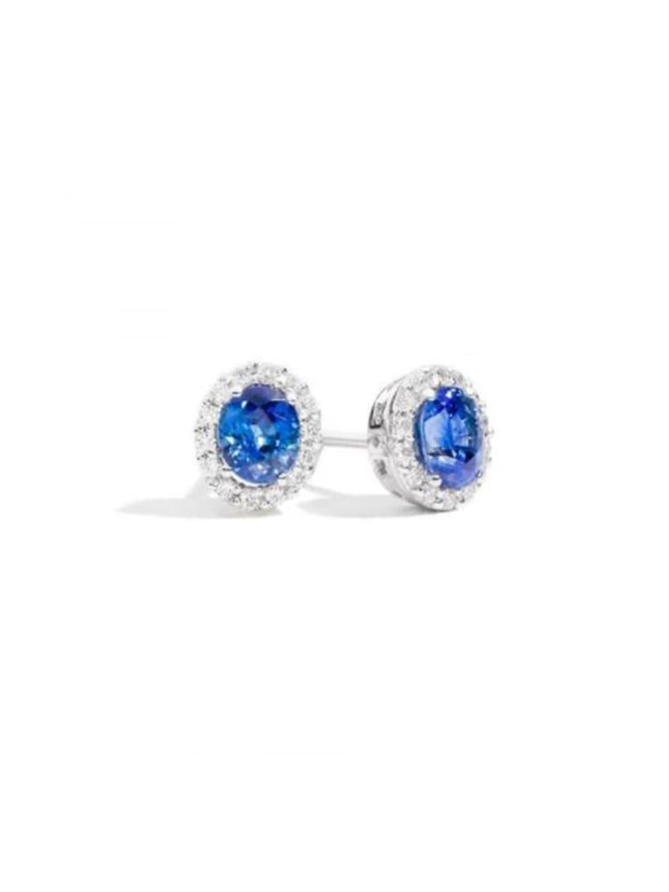 ORECCHINI DONNA CAMELIA IN ORO BIANCO, DIAMANTI E ZAFFIRI 0,85 CT RECARLO