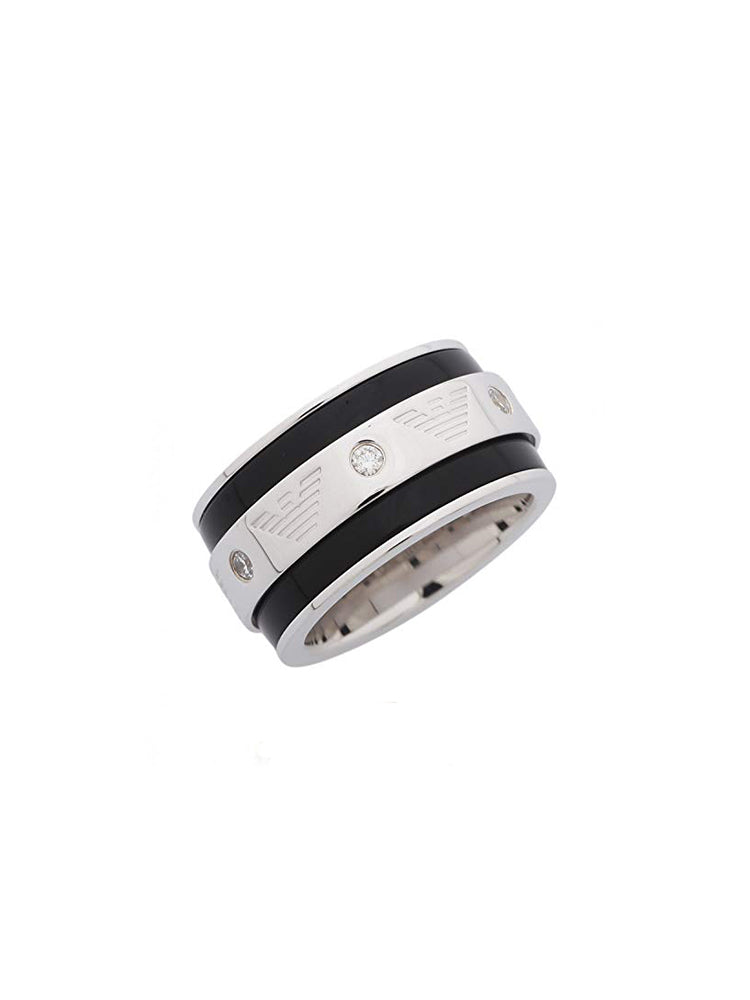 ANELLO UNISEX HOLIDAY A FASCIA SILVER/NERO EMPORIO ARMANI