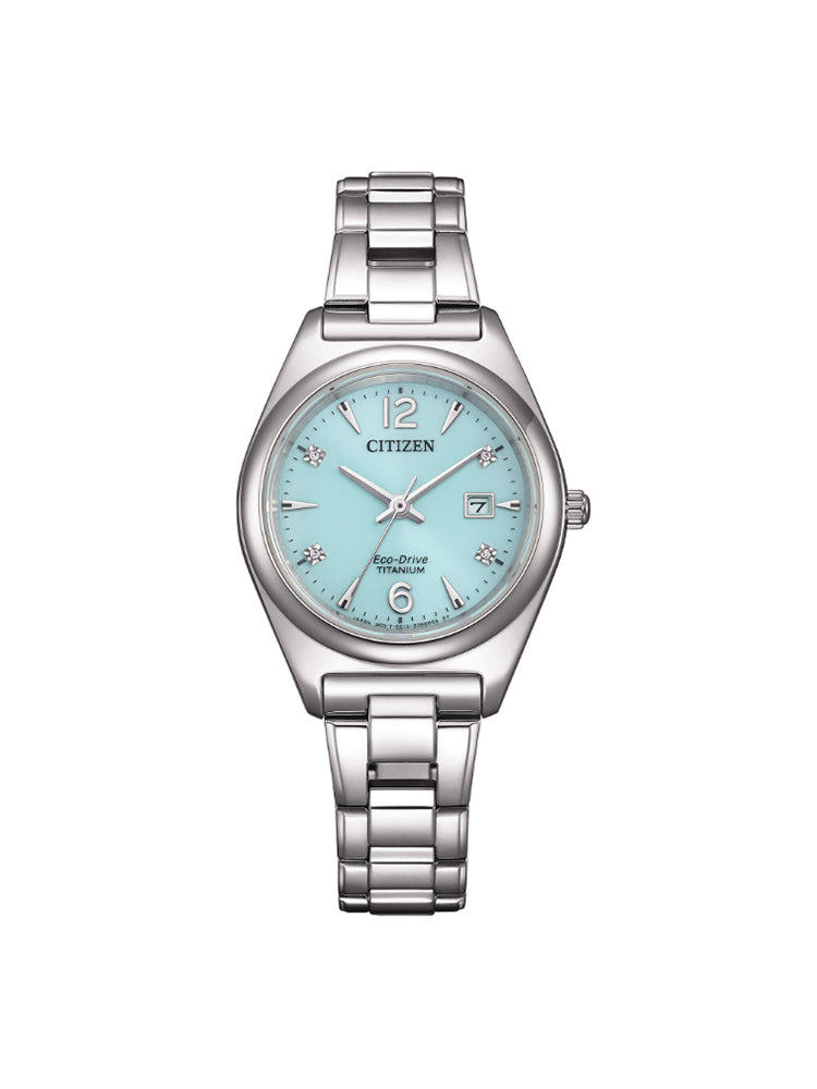 OROLOGIO DONNA SUPER TITANIO ECO DRIVE CON QUADRANTE TURCHESE CON 4 DIAMANTI CITIZEN