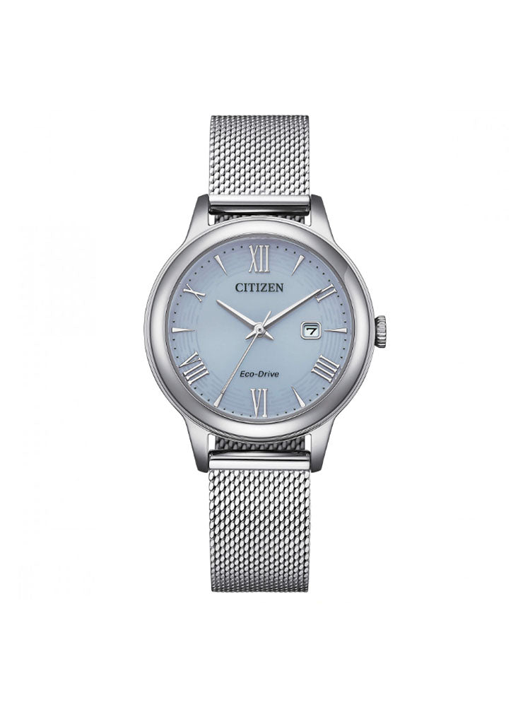 OROLOGIO DONNA SOLO TEMPO CON MAGLIA MILANO IN ACCIAIO E QUADRANTE AZZURRO CITIZEN