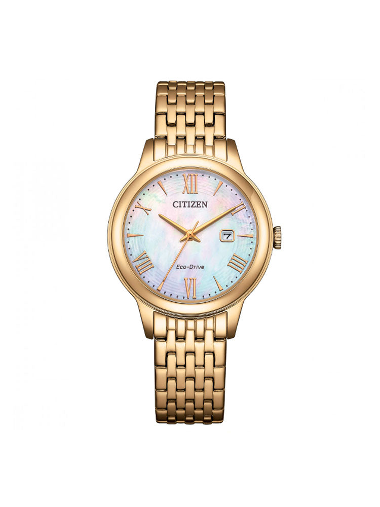 OROLOGIO DONNA IN ACCIAIO DORATO CON QUADRANTE IN MADRE PERLA CITIZEN