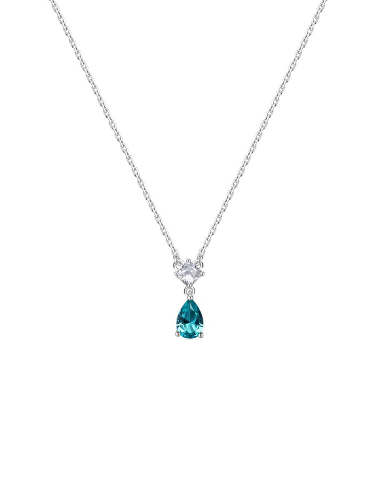 COLLANA DONNA IN ARGENTO CON ZIRCONE VERDE ACQUA PENDENTE FANCY BROSWAY