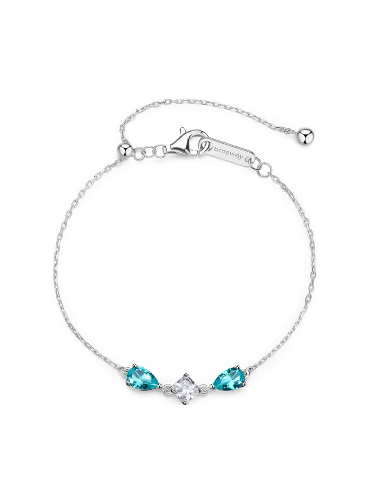 BRACCIALE DONNA IN ARGENTO CON ZIRCONI BIANCHI E VERDE ACQUA FANCY BROSWAY
