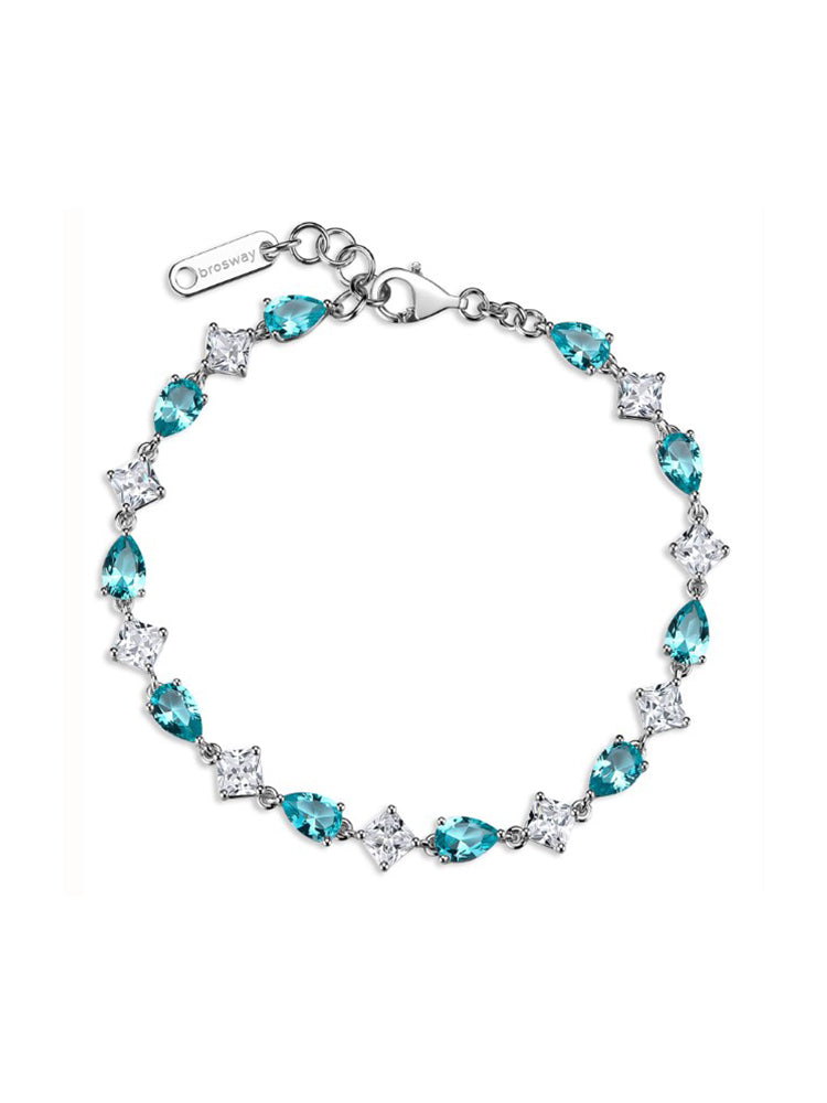 BRACCIALE DONNA IN ARGENTO CON ZIRCONI BIANCHI E VERDE ACQUA FANCY BROSWAY