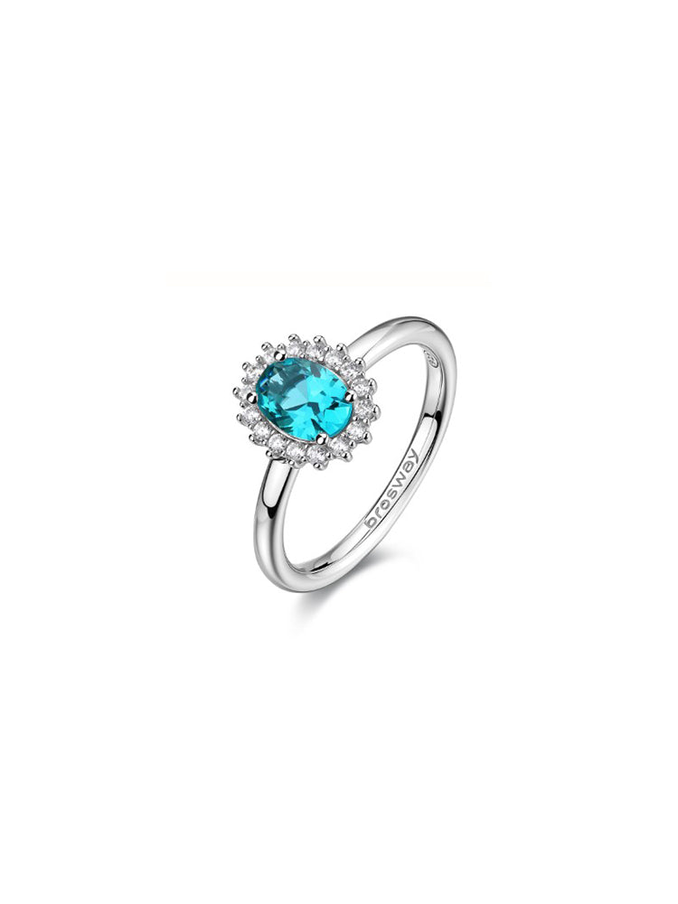 ANELLO DONNA IN ARGENTO CON PIETRA OVALE VERDE ACQUA FANCY BROSWAY