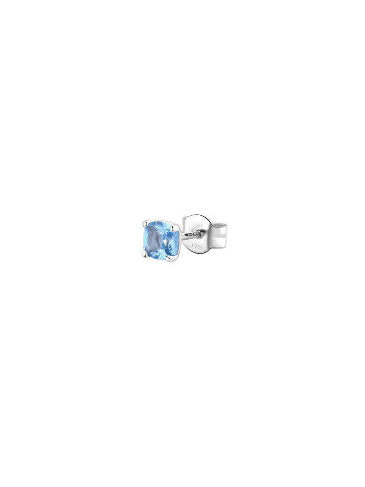 MONO ORECCHINO DONNA IN ARGENTO CON ZIRCONE CUSHION AZZURRO FANCY BROSWAY