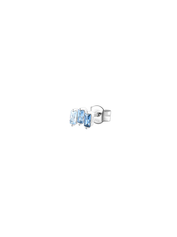 MONO ORECCHINO DONNA IN ARGENTO CON ZIRCONI BAGUETTE AZZURRI FANCY BROSWAY
