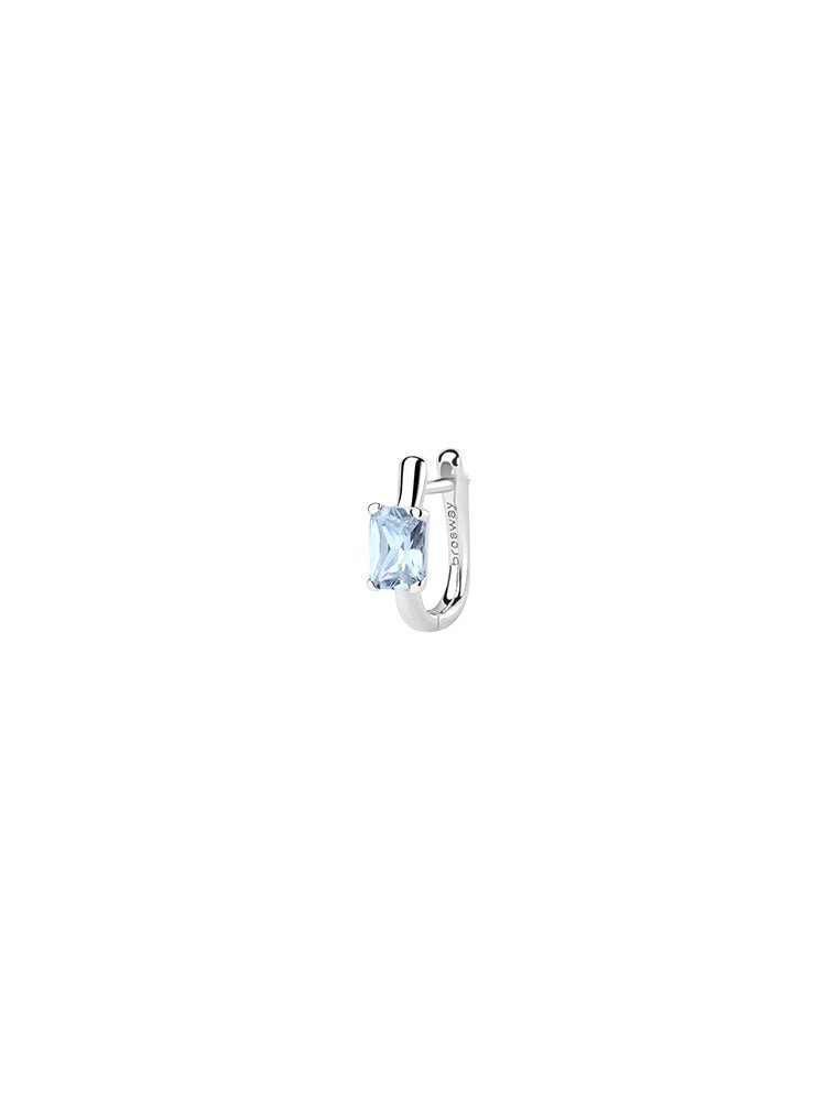 MONO ORECCHINO DONNA IN ARGENTO A U CON ZIRCONE BAGUETTE AZZURRO FANCY BROSWAY