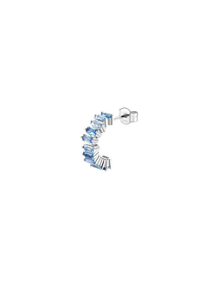 MONO ORECCHINO DONNA IN ARGENTO CON ZIRCONI BAGUETTE AZZURRI FANCY BROSWAY