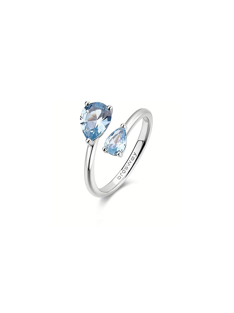 ANELLO DONNA APERTO IN ARGENTO  CON ZIRCONI BLU COLLEZIONE FANCY MIS 16 BROSWAY