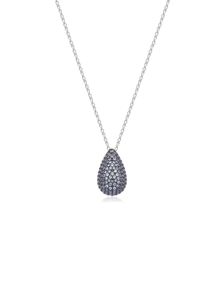 COLLANA DONNA IN ARGENTO CON PENDENTE A GOCCIA ZIRCONI AZZURRI FANCY BROSWAY