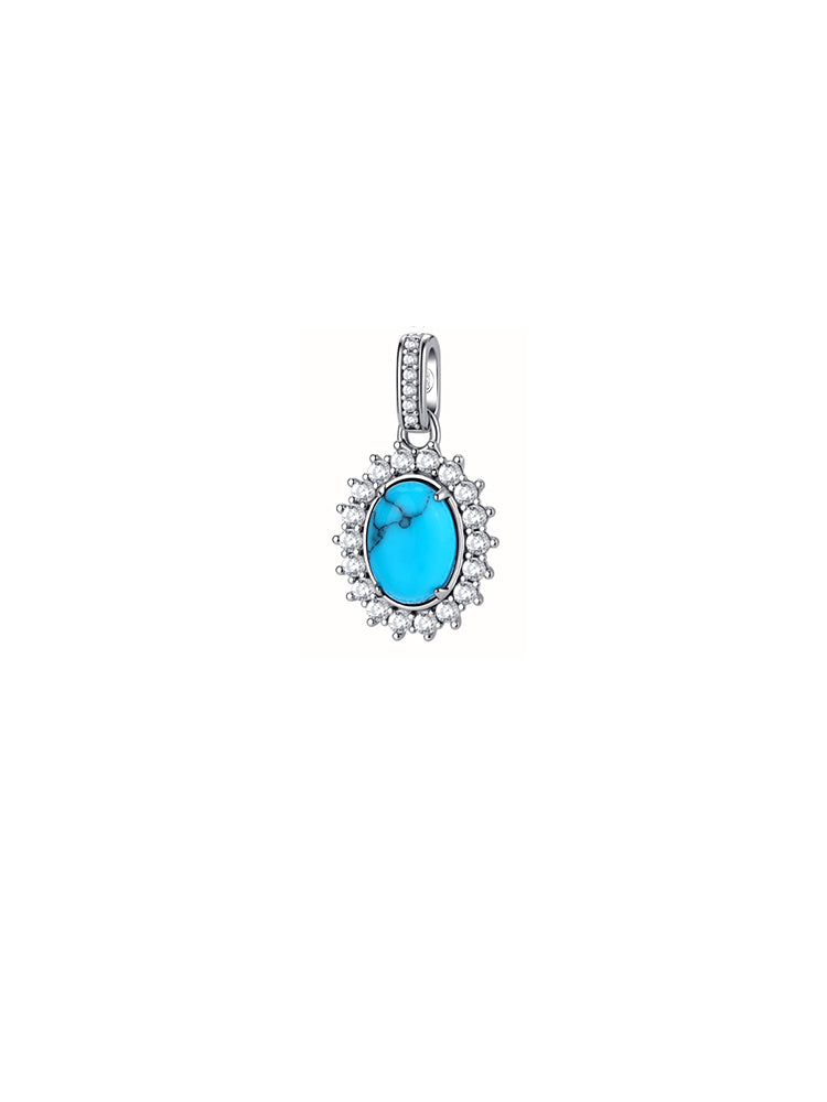 CHARM DONNA PENDENTE IN ARGENTO CON ZIRCONI E TURCHESE OVALE FANCY BROSWAY