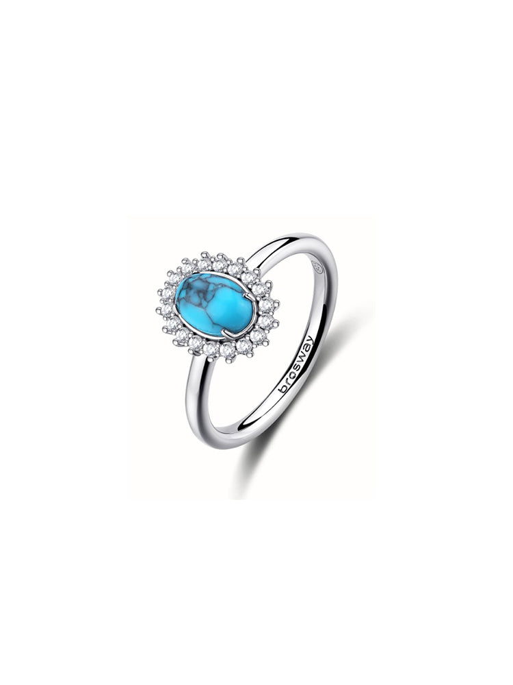 ANELLO DONNA IN ARGENTO CON CENTRALE OVALE IN TURCHESE MIS 12 FANCY BROSWAY