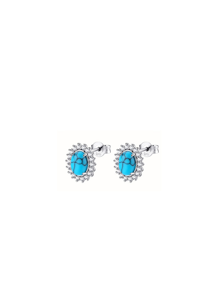 ORECCHINI DONNA IN ARGENTO A LOBO CON TURCHESE OVALE FANCY BROSWAY