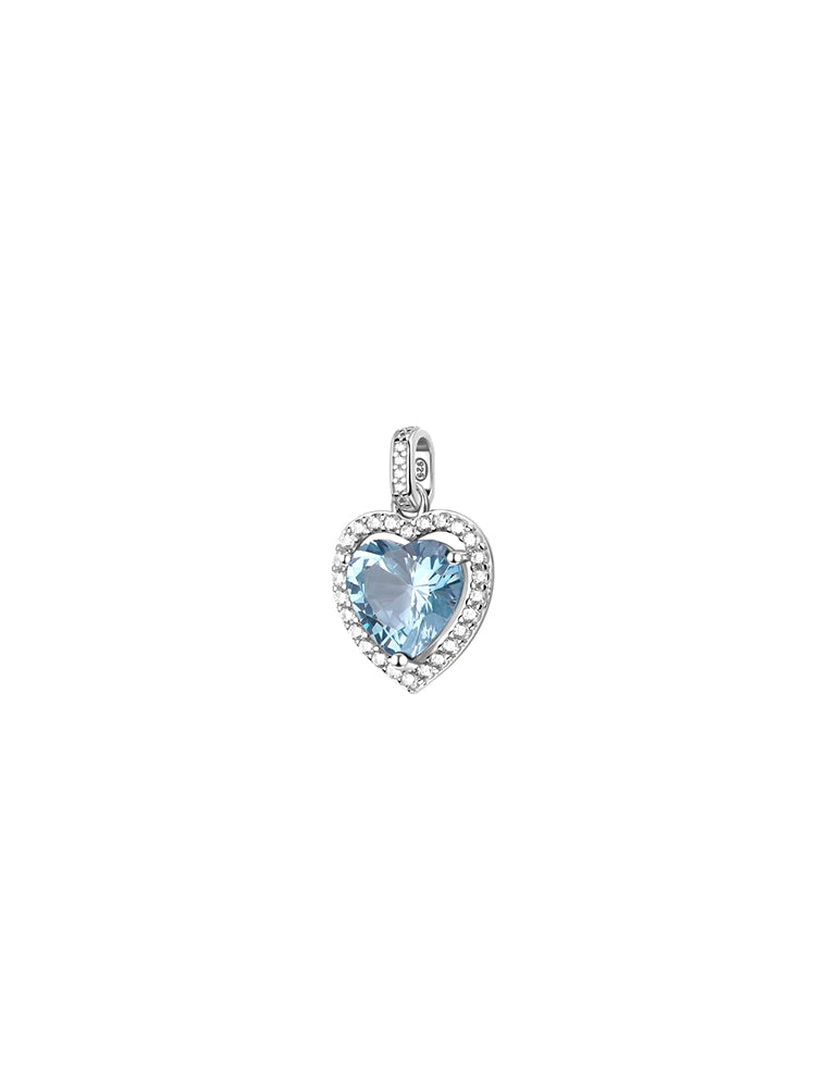 CHARM DONNA IN ARGENTO CON ZIRCONE A CUORE AZZURRO FANCY BROSWAY