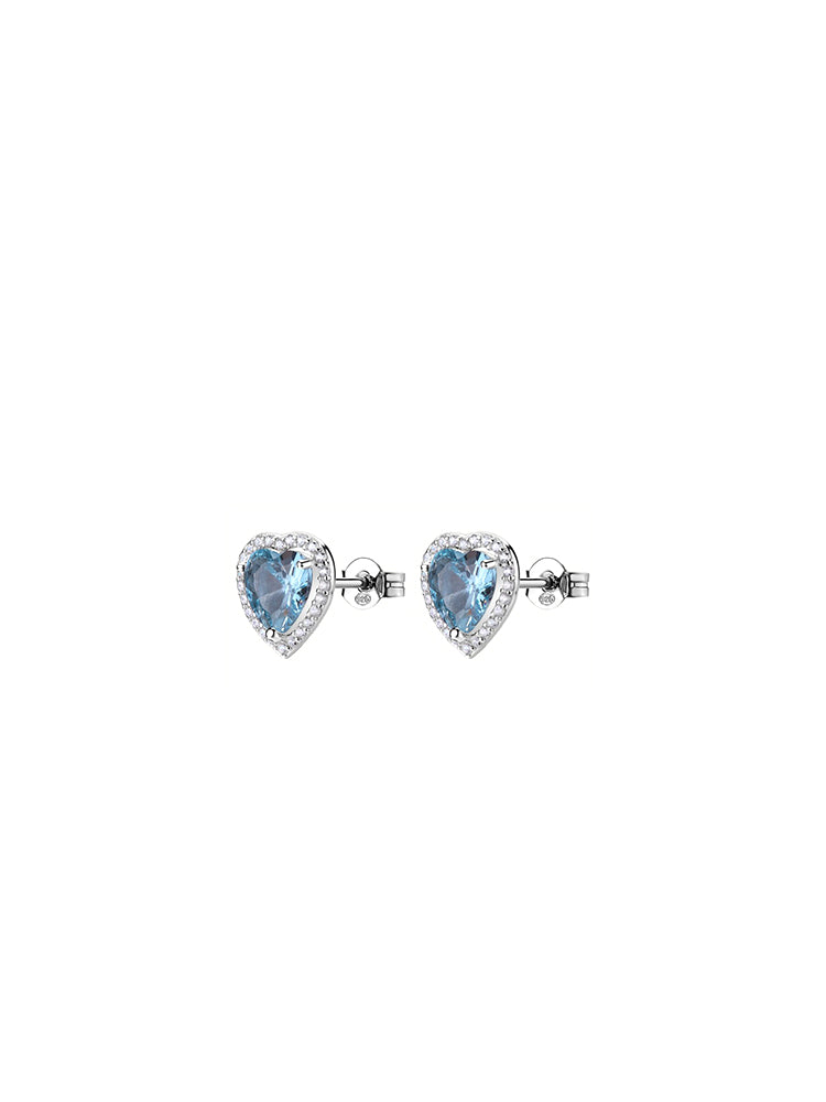 ORECCHINI DONNA IN ARGENTO A CUORE CON ZIRCONE AZZURRO FANCY BROSWAY