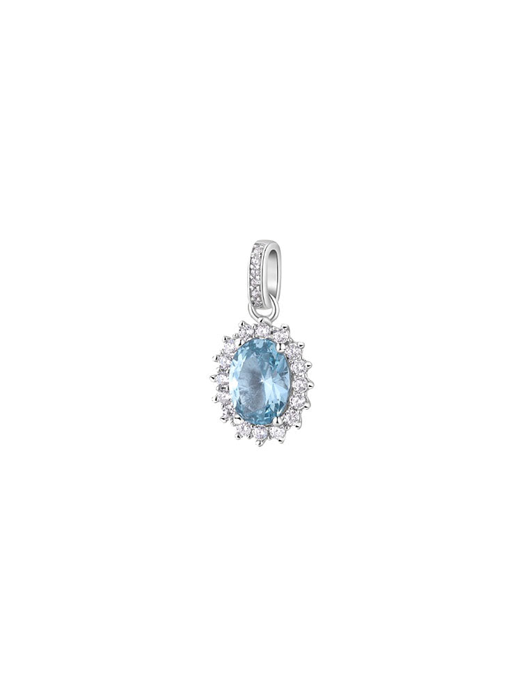 CHARM DONNA IN ARGENTO OVALE CON CUBIC ZIRCONIA BIANCHI E AZZURRI FANCY BROSWAY