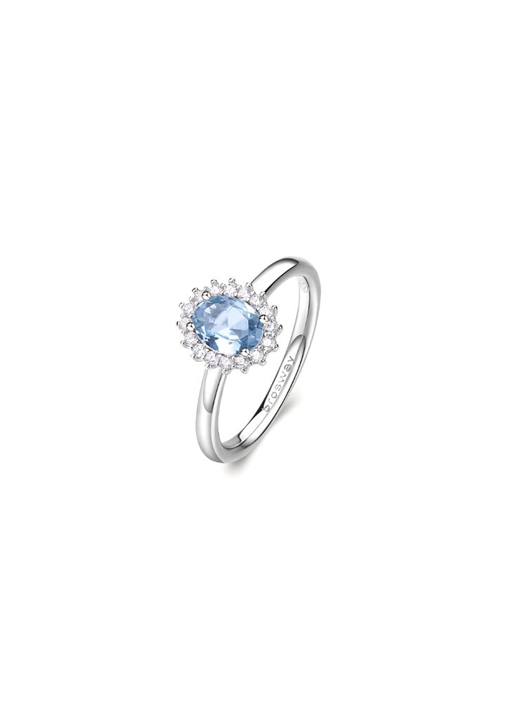 ANELLO DONNA FANCY IN ARGENTO CON ZIRCONI BIANCHI E AZZURRO MISURA 10 BROSWAY