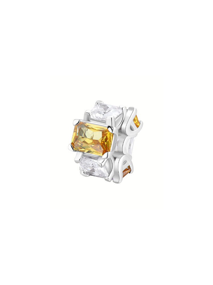 CHARM DONNA IN ARGENTO CON SQUARE CUBIC ZIRCONIA BIANCO E BAGUETTE CUBIC ZIRCONIA GIALLO FANCY BROSWAY