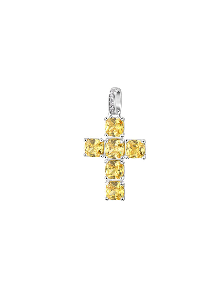 CHARM DONNA PENDENTE IN ARGENTO CON CUBIC ZIRCONIA GIALLI A FORMA DI CROCE FANCY BROSWAY