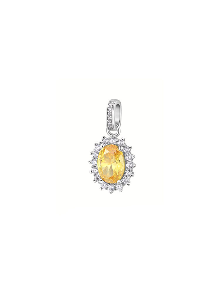 CHARM DONNA PENDENTE IN ARGENTO OVALE CON CUBIC ZIRCONIA GIALLI E BIANCHI FANCY BROSWAY