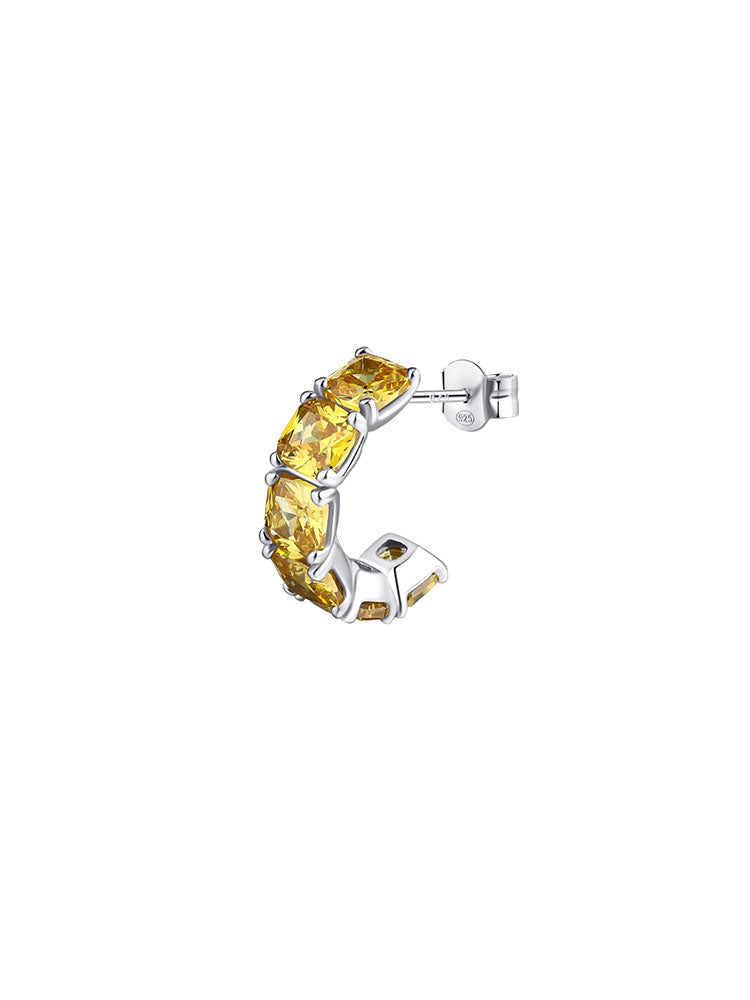 MONO ORECCHINO DONNA A CERCHIO IN ARGENTO CON CUBIC ZIRCONIA GIALLI FANCY BROSWAY