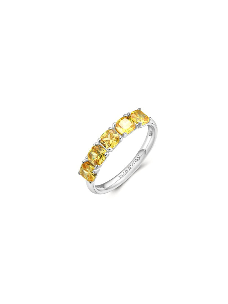 ANELLO DONNA IN ARGENTO CON CUSHION CUBIC ZIRCONIA GIALLO ORO MISURA 14 FANCY BROSWAY