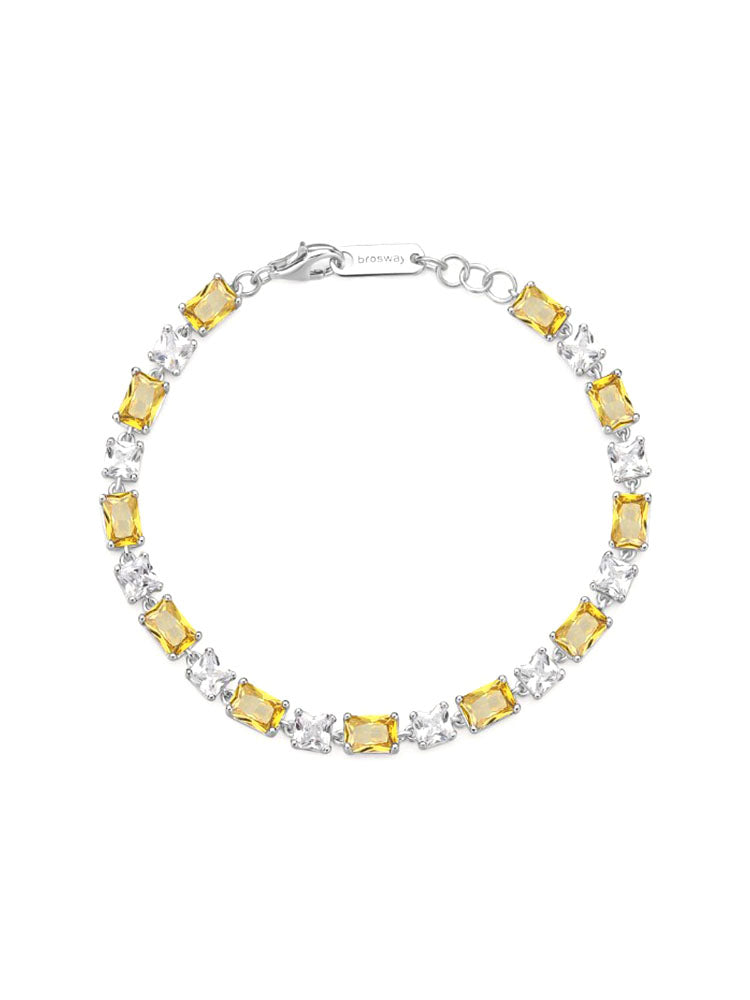 BRACCIALE DONNA MORBIDO FANCY IN ARGENTO CON ZIRCONI ALTERNATI BIANCHI E GIALLI BROSWAY