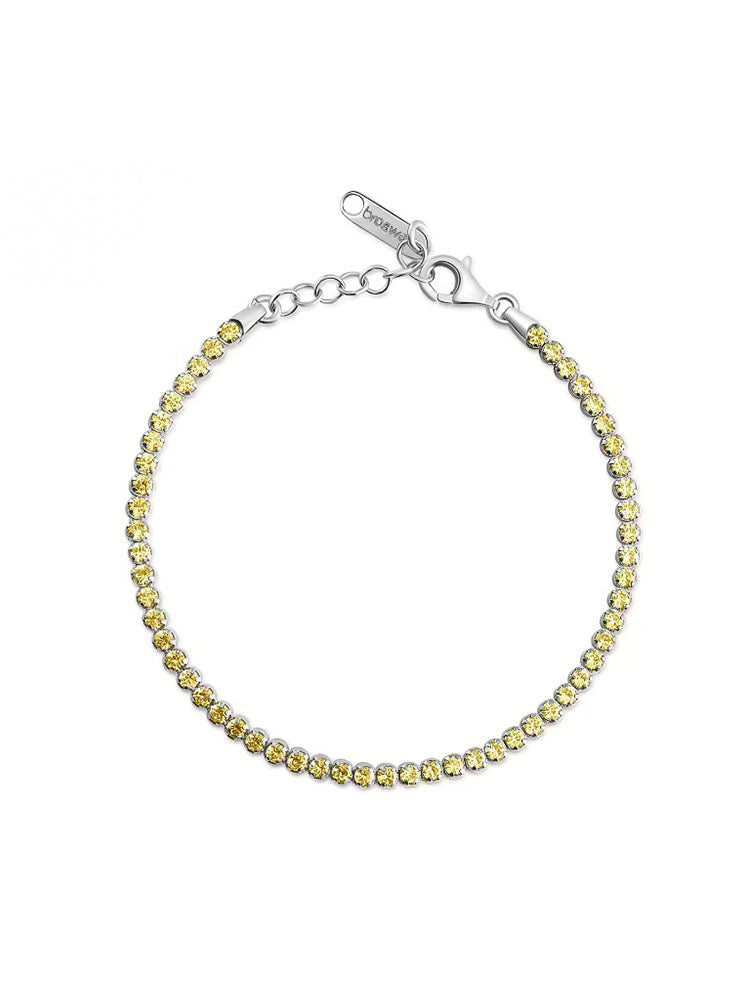 BRACCIALE DONNA FANCY TENNIS IN ARGENTO CON ZIRCONI GIALLI BROSWAY
