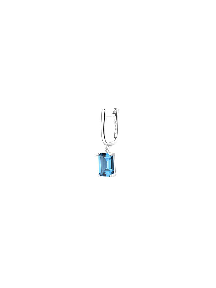 MONO ORECCHINO DONNA PENDENTE CON CRISTALLO BAGUETTE BLU FANCY BROSWAY