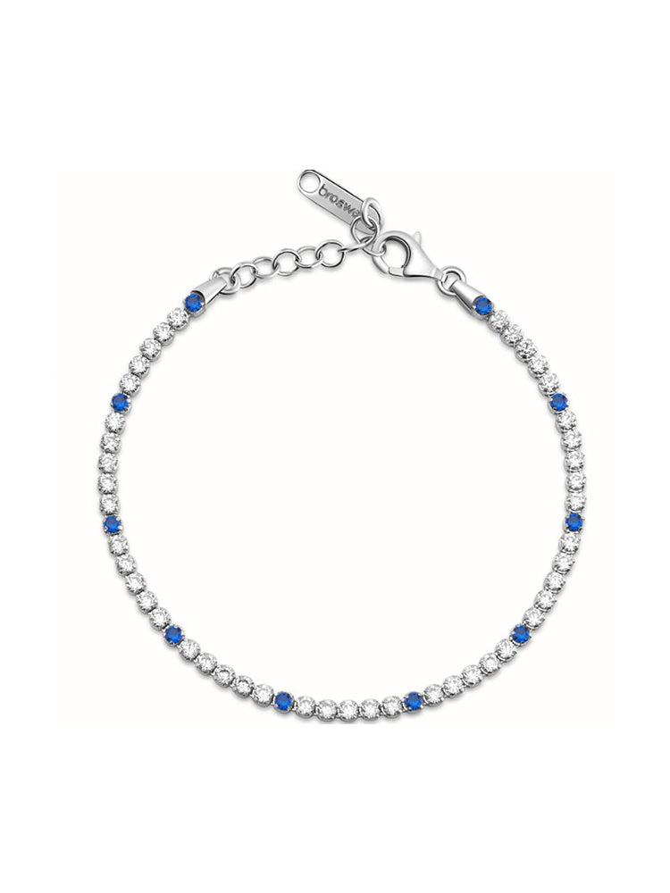 BRACCIALE DONNA TENNIS IN ARGENTO CON ZIRCONI BIANCHI E BLU FANCY BROSWAY