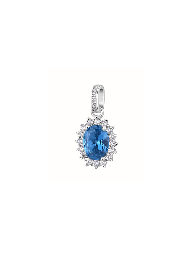 CHARM DONNA IN ARGENTO OVALE CON CUBIC ZIRCONIA BIANCHI E BLU FANCY BROSWAY