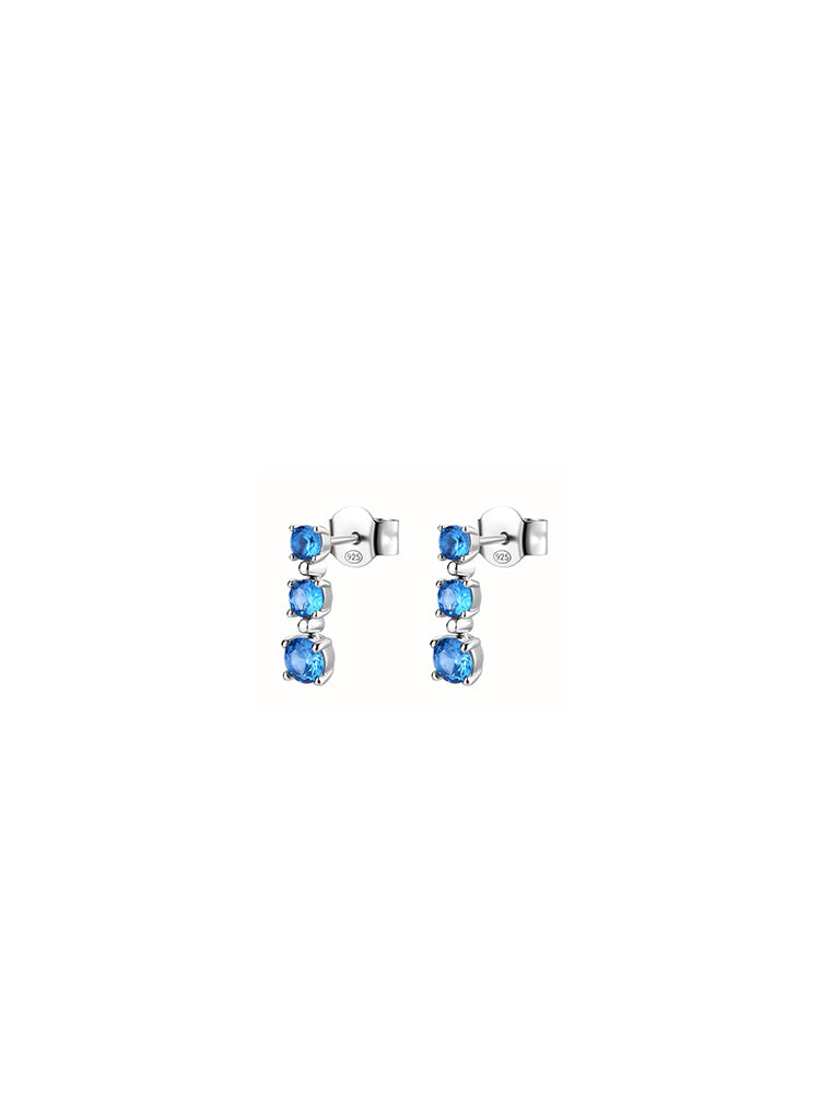 ORECCHINI DONNA TRILOGY PENDENTI IN ARGENTO CON ZIRCONI BLU FANCY BROSWAY