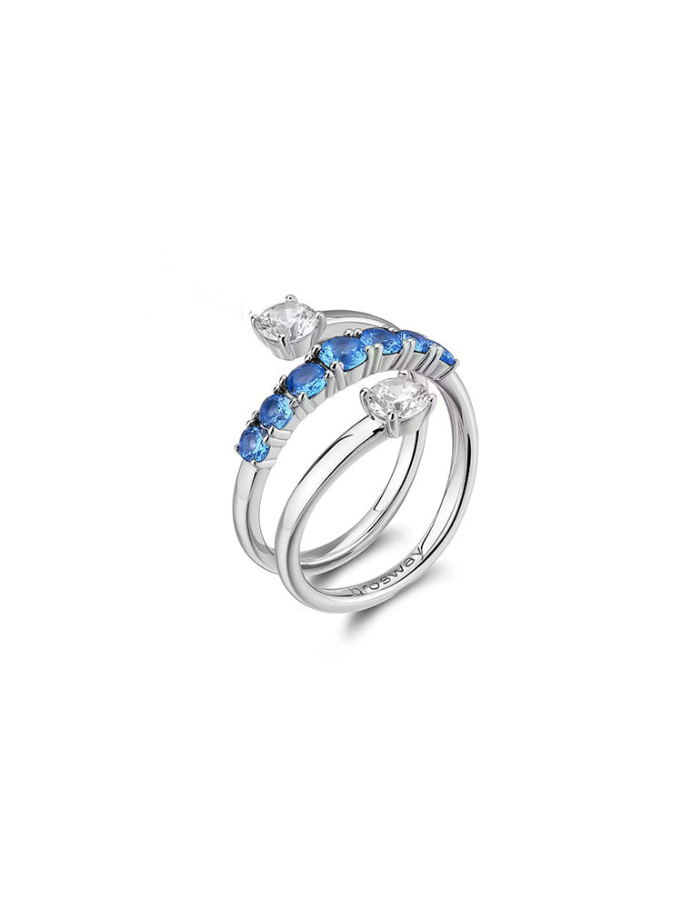 ANELLO DONNA IN ARGENTO CON ZIRCONI BIANCHI E BLU MIS 12 FANCY BROSWAY