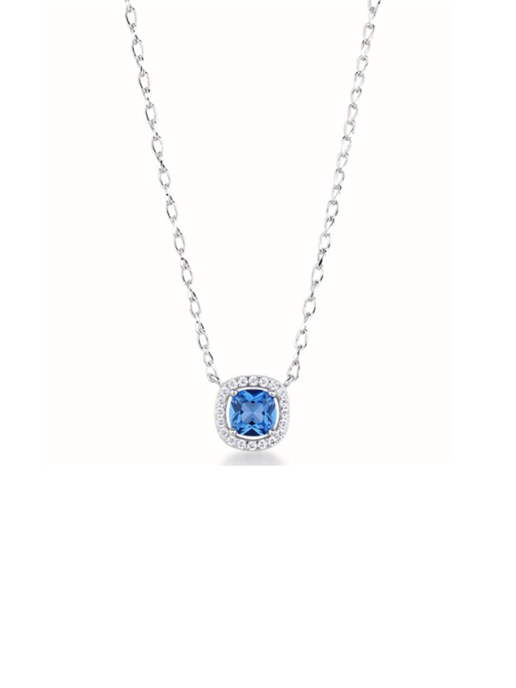 COLLANA DONNA IN ARGENTO CON ZIRCONE BLU PENDENTE FANCY BROSWAY