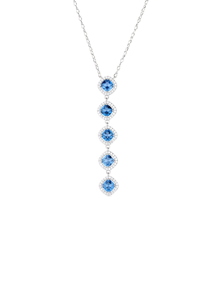 COLLANA DONNA A Y IN ARGENTO CON ZIRCONI BLU FANCY BROSWAY