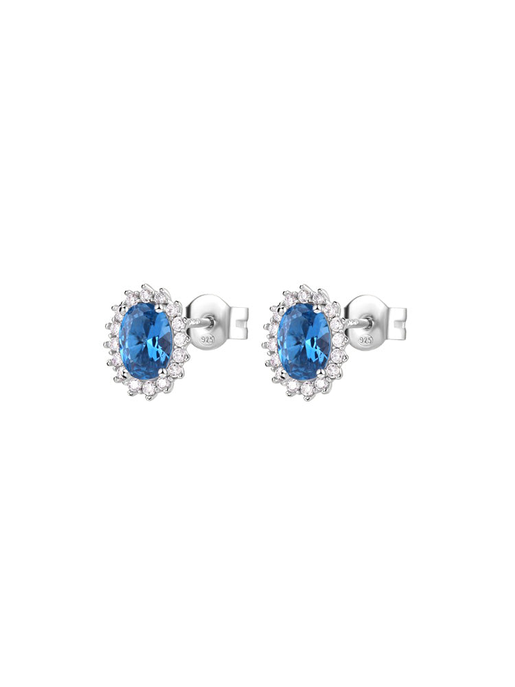 ORECCHINI DONNA A LOBO IN ARGENTO CON ZIRCONI BLU E BIANCO OVALE FANCY BROSWAY